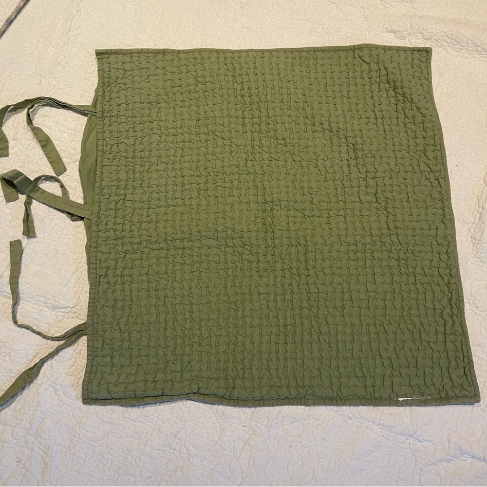 PB Pick-Stitch Handcrafted Cotton/Linen Quilted Euro Sham in green